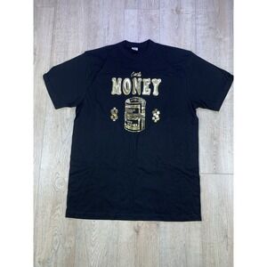 Gold & Black Y2K Hip Hop Style Cash Money Short Sleeve 3XL Men T shirt Crew Neck
